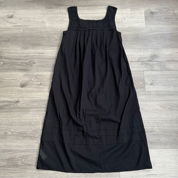 J.CREW Crochet Midi Dress Large Black Relaxed Fit Boho Resortwear Vacation NWT - Picture 7 of 8